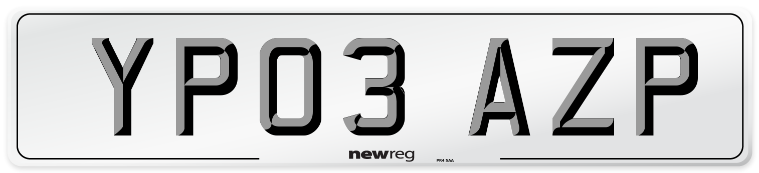 YP03 AZP Number Plate from New Reg